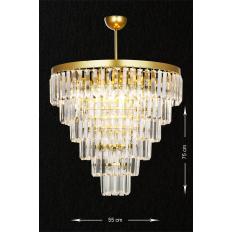 Avizemoda Linsa 55 Cm'lik Kristal Cam Taşlı Lüks Avize - (sarı Yaldız)
