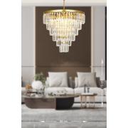 Avizemoda Linsa 55 Cm'lik Kristal Cam Taşlı Lüks Avize - (sarı Yaldız)