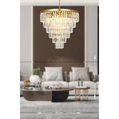 Avizemoda Linsa 55 Cm'lik Kristal Cam Taşlı Lüks Avize - (sarı Yaldız)