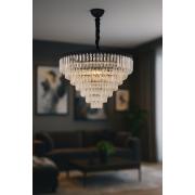 Avizemoda Linsa 65 Cm'lik Kristal Cam Taşlı Lüks Avize - (Siyah)