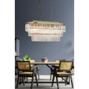 Avizemoda Linsa 70x30 Cm Kristal Cam Taşlı Yemek Masası Üstü Lüks Avize (ESKİTME RENK)