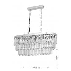 Avizemoda Linsa 70x30 Cm'lik Kristal Cam Taşlı Yemek Masası Üstü Lüks Avize - (gümüş Yaldız)
