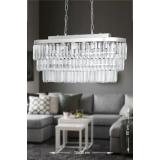 Avizemoda Linsa 70x30 Cm'lik Kristal Cam Taşlı Yemek Masası Üstü Lüks Avize - (gümüş Yaldız)