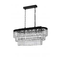 Avizemoda Linsa 70x30 Cm'lik Kristal Cam Taşlı Yemek Masası Üstü Lüks Avize - (mat Siyah)