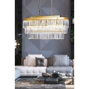 Avizemoda Linsa 70x30 Cm'lik Kristal Cam Taşlı Yemek Masası Üstü Lüks Avize - (sarı Yaldız)