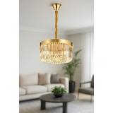 Avizemoda Desina 40 Cm'Lik Kristal Tabut Taşlı Salon Oturma Odası Lüks Avize - GOLD Kaplama