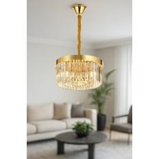 Avizemoda Desina 40 Cm'Lik Kristal Tabut Taşlı Salon Oturma Odası Lüks Avize - GOLD Kaplama