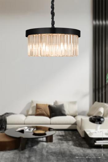 Avizemoda Desina 40'lık Kristal Taşlı Lüks Avize - (siyah)