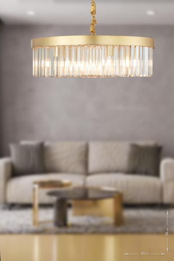 Avizemoda Desina 60'lık Kristal Taşlı Lüks Avize - (sarı-yaldız)