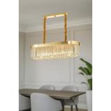 Avizemoda Desina 70x30'luk Kristal Taşlı Lüks Yemek Masası Üstü Avize - GOLD Kaplama
