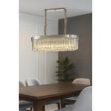 Avizemoda Desina 70x30'luk Kristal Taşlı Lüks Yemek Masası Üstü Avize - KROM Kaplama