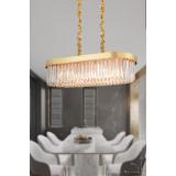 Avizemoda Desina 70x30'luk Kristal Taşlı Lüks Yemek Masası Üstü Avize - (sarı-yaldız)