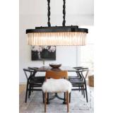 Avizemoda Desina 70x30'luk Kristal Taşlı Lüks Yemek Masası Üstü Avize - (siyah)
