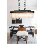Avizemoda Desina 70x30'luk Kristal Taşlı Lüks Yemek Masası Üstü Avize - (siyah)