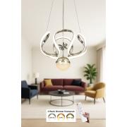 Avizemoda Rumi Tekli Dimmer Kumandalı 3 Renk Ledli (Sarı-Beyaz-Gün Işığı) Modern Sarkıt Avize - Krom