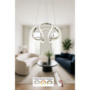 Avizemoda Rumi 35 cm Dimmer Kumandalı 3 Renk Ledli (Sarı-Beyaz-Gün Işığı) Modern Sarkıt Avize - Krom
