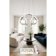 Avizemoda Rumi 35 cm Dimmer Kumandalı 3 Renk Ledli (Sarı-Beyaz-Gün Işığı) Modern Sarkıt Avize - Krom