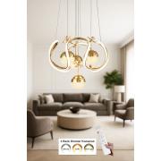 Avizemoda Rumi 4'Lü Dimmer Kumandalı 3 Renk Ledli (Sarı-Beyaz-Gün Işığı) Modern Sarkıt Avize - Gold