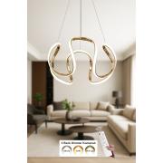 Avizemoda Rumi 50 cm Dimmer Kumandalı 3 Renk Ledli (Sarı-Beyaz-Gün Işığı) Modern Sarkıt Avize - Gold
