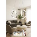 Avizemoda Rumi 50 cm Dimmer Kumandalı 3 Renk Ledli (Sarı-Beyaz-Gün Işığı) Modern Sarkıt Avize - Krom