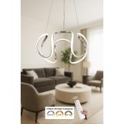 Avizemoda Rumi 50 cm Dimmer Kumandalı 3 Renk Ledli (Sarı-Beyaz-Gün Işığı) Modern Sarkıt Avize - Krom