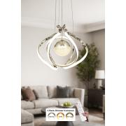 Avizemoda Vira Tekli Dimmer Kumandalı 3 Renk Ledli (Sarı-Beyaz-Gün Işığı) Modern Sarkıt Avize - Krom