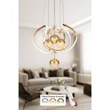 Avizemoda Vira 4'Lü Dimmer Kumandalı 3 Renk Ledli (Sarı-Beyaz-Gün Işığı) Modern Sarkıt Avize - Gold