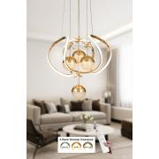 Avizemoda Vira 4'Lü Dimmer Kumandalı 3 Renk Ledli (Sarı-Beyaz-Gün Işığı) Modern Sarkıt Avize - Gold