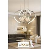 Avizemoda Vira 4'Lü Dimmer Kumandalı 3 Renk Ledli (Sarı-Beyaz-Gün Işığı) Modern Sarkıt Avize - Krom
