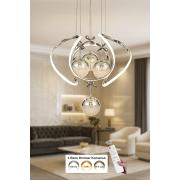 Avizemoda Vira 4'Lü Dimmer Kumandalı 3 Renk Ledli (Sarı-Beyaz-Gün Işığı) Modern Sarkıt Avize - Krom