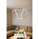 Avizemoda Vira 50 cm Dimmer Kumandalı 3 Renk Ledli (Sarı-Beyaz-Gün Işığı) Modern Sarkıt Avize - Gold