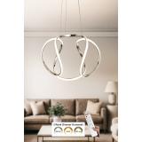 Avizemoda Vira 50 cm Dimmer Kumandalı 3 Renk Ledli (Sarı-Beyaz-Gün Işığı) Modern Sarkıt Avize - Krom