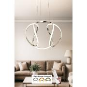 Avizemoda Vira 50 cm Dimmer Kumandalı 3 Renk Ledli (Sarı-Beyaz-Gün Işığı) Modern Sarkıt Avize - Krom