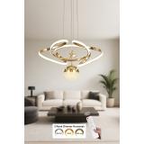Avizemoda Felin Tekli Dimmer Kumandalı 3 Renk Ledli (Sarı-Beyaz-Gün Işığı) Modern Sarkıt Avize - Gold