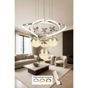 Avizemoda Felin 4'Lü Dimmer Kumandalı 3 Renk Ledli (Sarı-Beyaz-Gün Işığı) Modern Sarkıt Avize - Krom