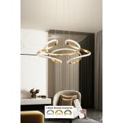 Avizemoda Felin 50 cm Dimmer Kumandalı 3 Renk Ledli (Sarı-Beyaz-Gün Işığı) Modern Sarkıt Avize - Gold