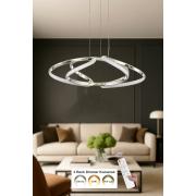 Avizemoda Felin 50 cm Dimmer Kumandalı 3 Renk Ledli (Sarı-Beyaz-Gün Işığı) Modern Sarkıt Avize - Krom