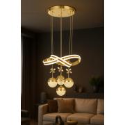 Avizemoda Atom 4'Lü Dimmer Kumandalı 3 Renk Ledli (Sarı-Beyaz-Gün Işığı) Modern Sarkıt Avize - Gold