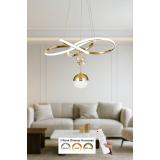 Avizemoda Larin Tekli Dimmer Kumandalı 3 Renk Ledli (Sarı-Beyaz-Gün Işığı) Modern Sarkıt Avize - Gold