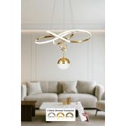 Avizemoda Larin Tekli Dimmer Kumandalı 3 Renk Ledli (Sarı-Beyaz-Gün Işığı) Modern Sarkıt Avize - Gold