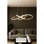 Avizemoda Larin 50 cm Dimmer Kumandalı 3 Renk Ledli (Sarı-Beyaz-Gün Işığı) Modern Sarkıt Avize - Gold