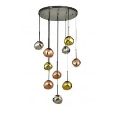 Avizemoda Rainbow 10 lu Asimetrik Desen Camlı Dekor Aydınlatma İçin Modern Sarkıt Avize - (Loş ışık verir)