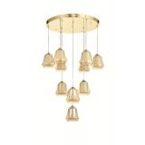 Avizemoda Venita 10 lu Bal+Beyaz Çift Camlı Salon Oturma Odası Modern Sarkıt Avize - (Gold Kaplama)