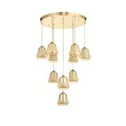 Avizemoda Venita 10 lu Bal+Beyaz Çift Camlı Salon Oturma Odası Modern Sarkıt Avize - (Gold Kaplama)