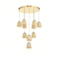 Avizemoda Venita 10 lu Bal+Beyaz Çift Camlı Salon Oturma Odası Modern Sarkıt Avize - (Gold Kaplama)