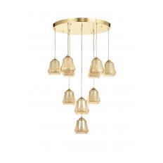 Avizemoda Venita 10 lu Bal+Beyaz Çift Camlı Salon Oturma Odası Modern Sarkıt Avize - (Gold Kaplama)