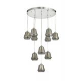 Avizemoda Venita 10 lu Füme+Beyaz Çift Camlı Salon Oturma Odası Modern Sarkıt Avize - (Krom Kaplama)