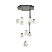 Avizemoda Venita 10 lu Şeffaf+Beyaz Çift Camlı Salon Oturma Odası Modern Sarkıt Avize - (Siyah Kasa)