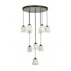 Avizemoda Venita 10 lu Şeffaf+Beyaz Çift Camlı Salon Oturma Odası Modern Sarkıt Avize - (Siyah Kasa)