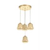 Avizemoda Venita 4 lü Bal+Beyaz Çift Camlı Salon Oturma Odası Modern Sarkıt Avize - (Gold Kaplama)